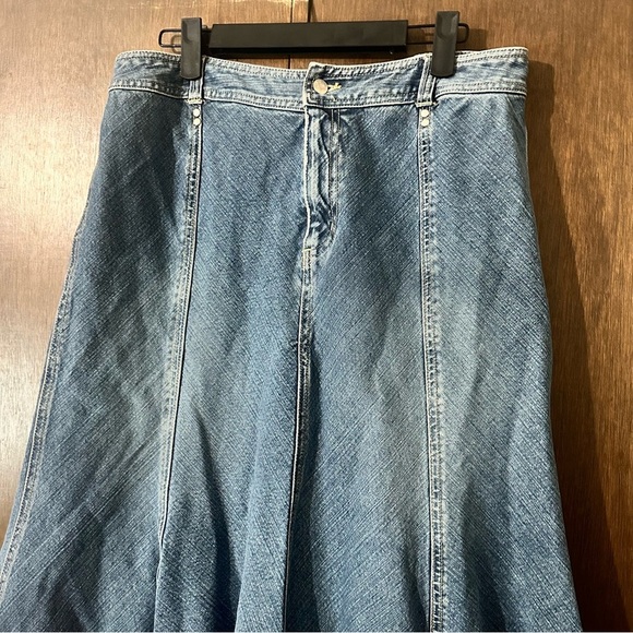 A.M.I. Blue Denim A-Line Mermaid Denim Long Maxi Skirt Western Costal Sz 10 - Picture 5 of 11